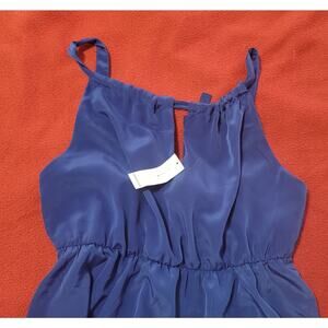 Old Navy Blue Color Block Key Hole Neck Halter Hi Low Dress Small New With Tags